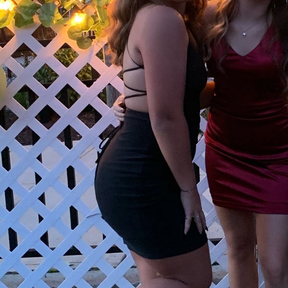 Atianas Boutique Black Tie up Back Mini Slip Dress - Picture 4 of 4